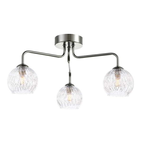 Люстра Dar Lighting FEY0350-F + GL9 x 3 Feya 3 Light Semi Flush Polished Chrome