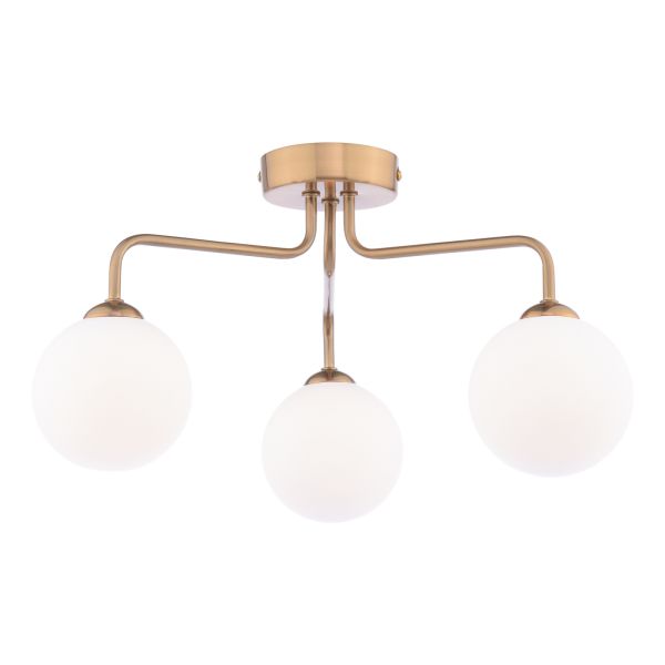 Люстра Dar Lighting FEY0363-02 Feya 3 Light Semi-Flush Antique Bronze With Opal Glass