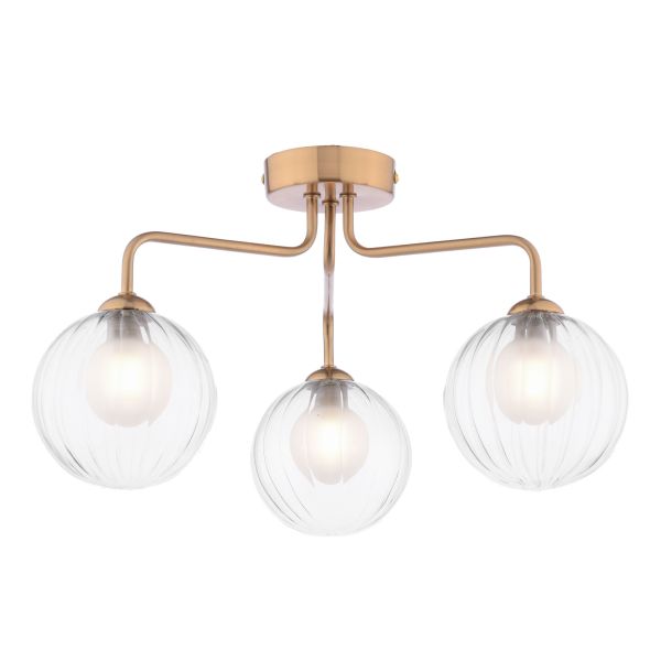 Люстра Dar Lighting FEY0363-20 Feya 3 Light Semi-Flush Antique Bronze With Clear/Opal Glass