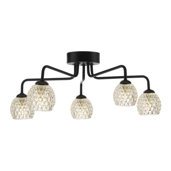 Люстра Dar Lighting FEY0522-F + GL6 x 5 Feya 5 Light Semi Flush Matt Black