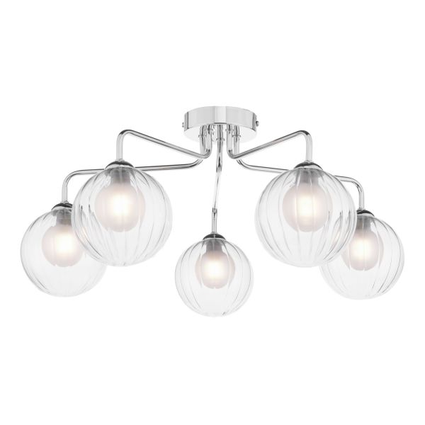 Люстра Dar Lighting FEY0550-20 Feya 5 Light Semi Flush Polished Chrome With Clear/Opal Glass