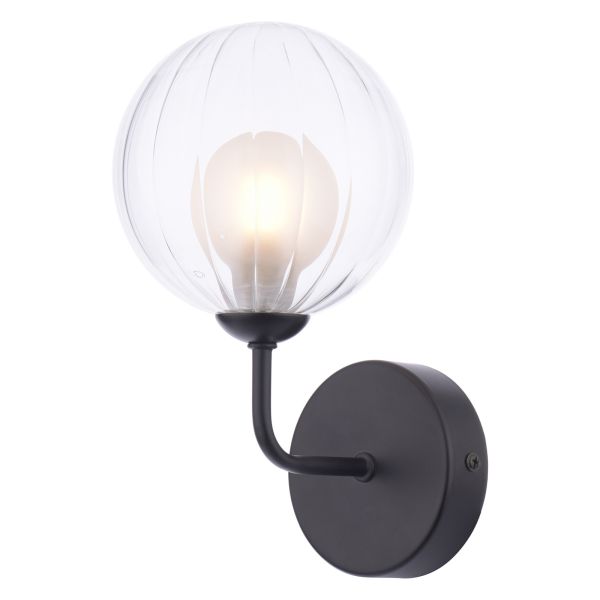 Kinkiet Dar Lighting FEY0722-20 Feya Wall Light Matt Black With Clear/Opal Glass