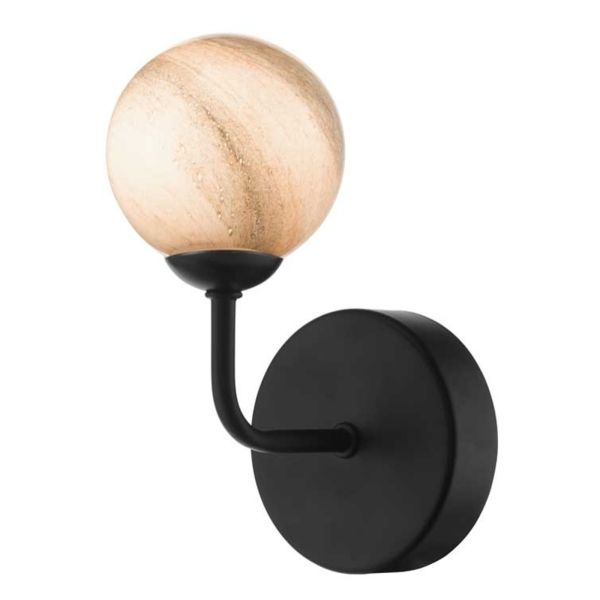 Kinkiet Dar Lighting FEY0722-F + GL7 Feya Wall Light Matt Black