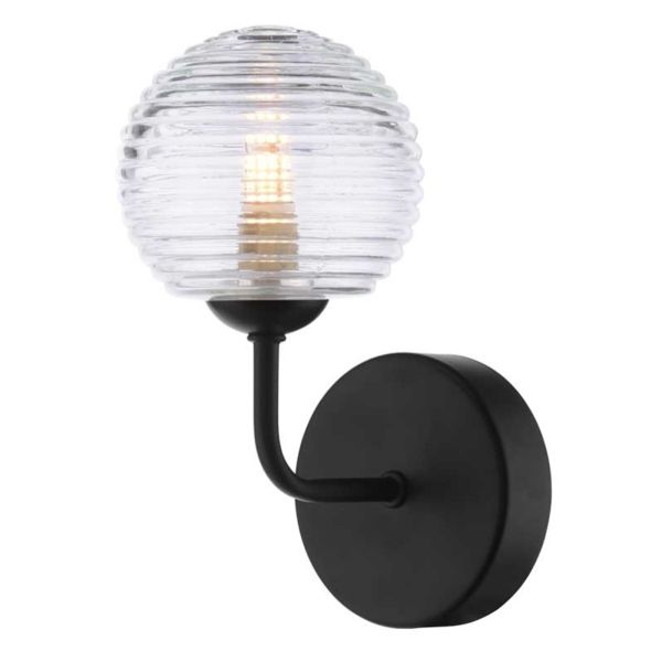 Kinkiet Dar Lighting FEY0722-F + GL8 Feya Wall Light Matt Black