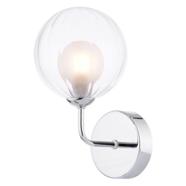 Бра Dar Lighting FEY0750-20 Feya Wall Light Polished Chrome With Clear/Opal Glass