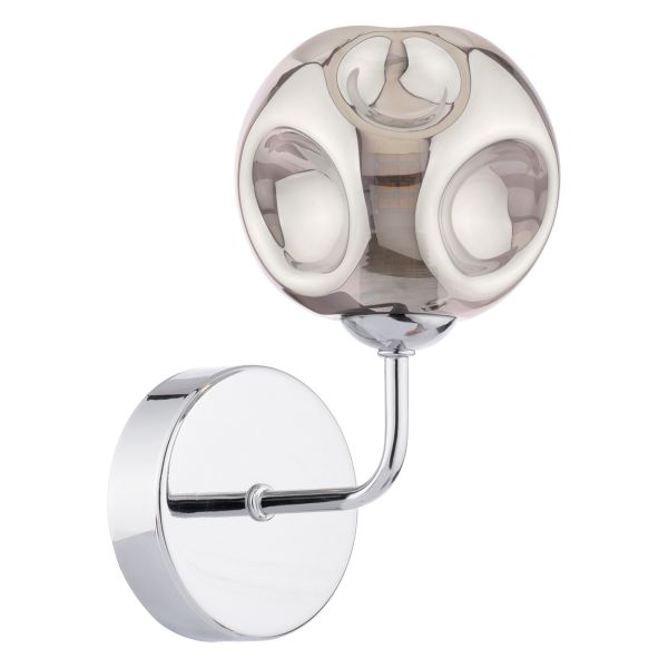 Бра Dar Lighting FEY0750-28 Feya Wall Light Polished Chrome With Closed Organic Smoked Glass