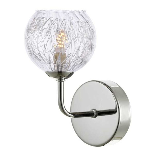 Бра Dar Lighting FEY0750-F + GL9 Feya Wall Light Polished Chrome