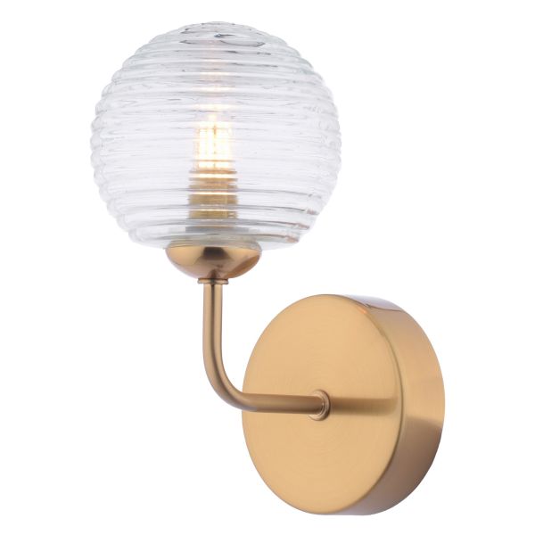Бра Dar Lighting FEY0763-08 Feya Wall Light Antique Bronze With Ribbed Glass