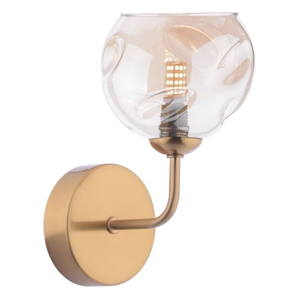 Бра Dar Lighting FEY0763-16 Feya Wall Light Antique Bronze With Organic Amber Glass