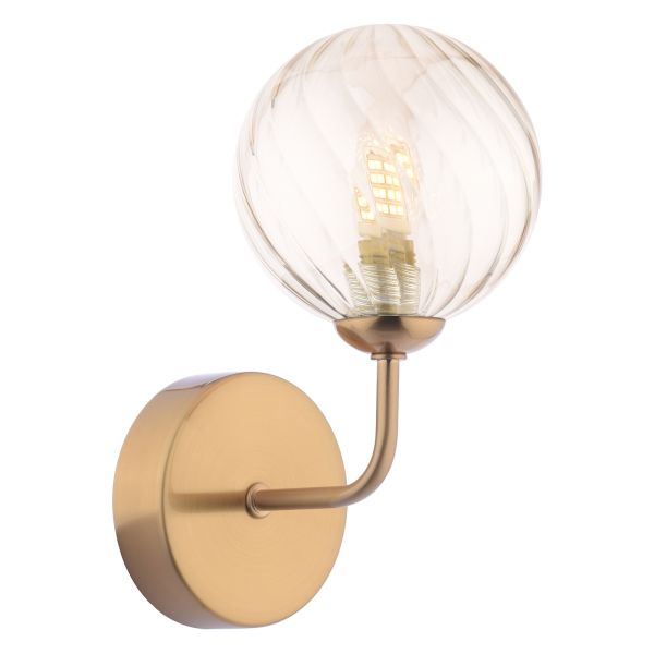 Бра Dar Lighting FEY0763-25 Feya Wall Light Antique Bronze With Twisted Amber Glass