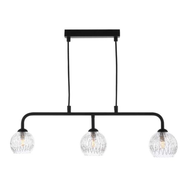 Lampa wisząca Dar Lighting FEY6222-F + GL9 x 3 Feya 3 Light Bar Pendant Matt Black