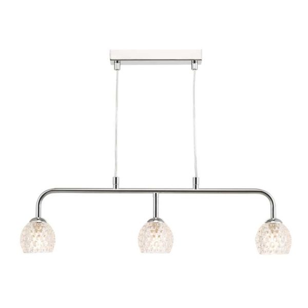 Підвісний світильник Dar Lighting FEY6250-F + GL6 x 3 Feya 3 Light Bar Pendant Polished Chrome