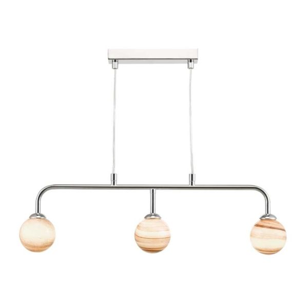 Підвісний світильник Dar Lighting FEY6250-F + GL7 x 3 Feya 3 Light Bar Pendant Polished Chrome