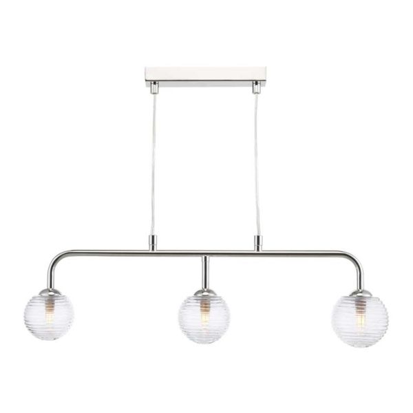 Підвісний світильник Dar Lighting FEY6250-F + GL8 x 3 Feya 3 Light Bar Pendant Polished Chrome