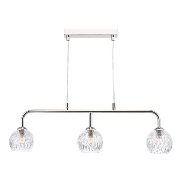 Підвісний світильник Dar Lighting FEY6250-F + GL9 x 3 Feya 3 Light Bar Pendant Polished Chrome