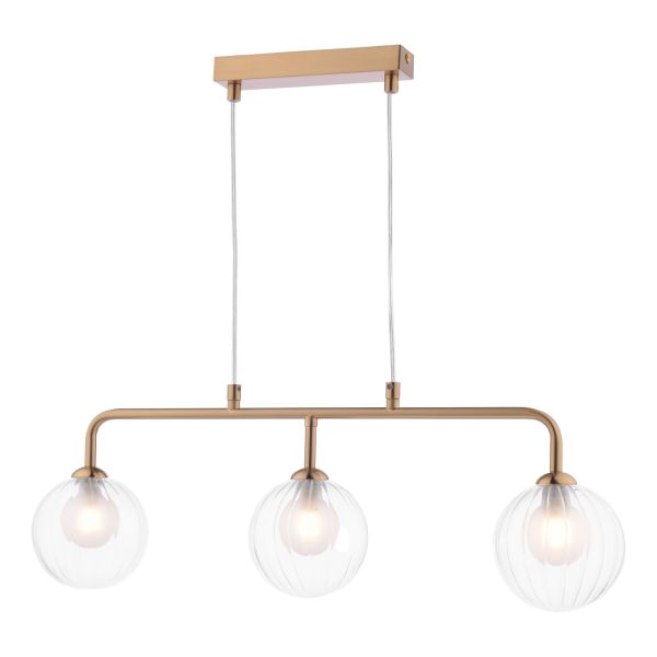 Підвісний світильник Dar Lighting FEY6263-20 Feya 3 Light Bar Pendant Antique Bronze With Clear/Opal Glass
