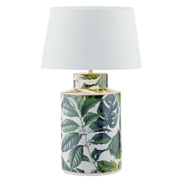 Lampa stołowa Dar Lighting FIL4224 + CEZ142 Cezanne Filip Table Lamp Green Leaf Print