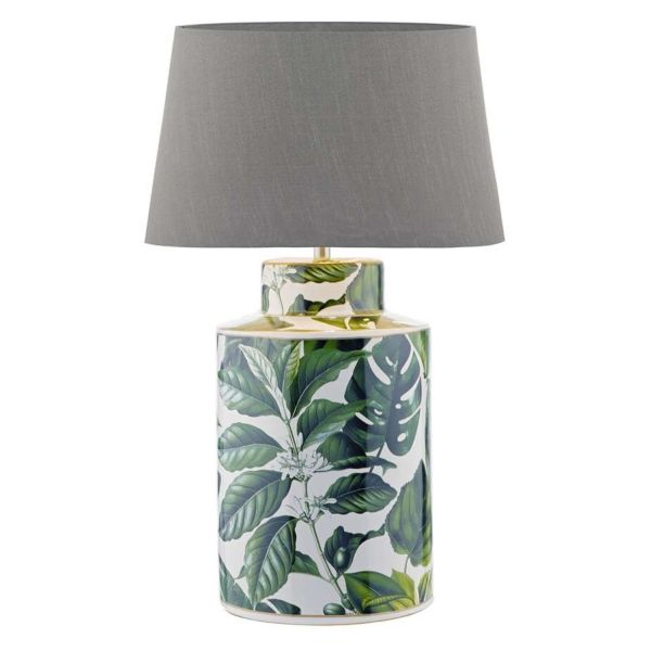 Lampa stołowa Dar Lighting FIL4224 + CEZ1439 Cezanne Filip Table Lamp Green Leaf Print