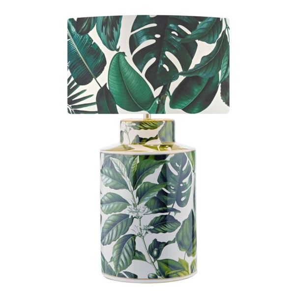 Lampa stołowa Dar Lighting FIL4224 + FIL6524 Filip Table Lamp Green Leaf Print