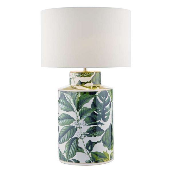 Настільна лампа Dar Lighting FIL4224 + OLA4350RS-X Olalla Filip Table Lamp Green Leaf Print