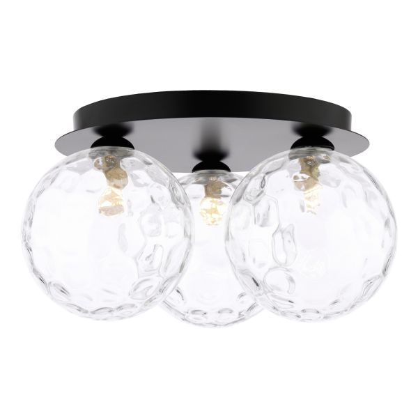 Люстра Dar Lighting FOL5322-12 Foley 3 Light Flush Matt Black With Clear Dimpled Glass