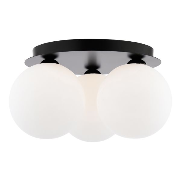 Люстра Dar Lighting FOL5322-23 Foley 3 Light Flush Matt Black With Opal Glass