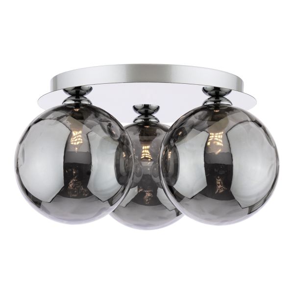Люстра Dar Lighting FOL5350-10 Foley 3 Light Flush Polished Chrome With Smoked Dimpled Glass