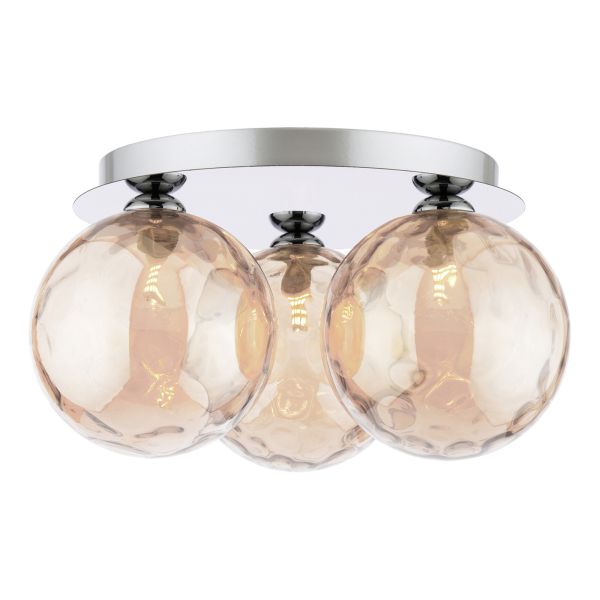 Люстра Dar Lighting FOL5350-11 Foley 3 Light Flush Polished Chrome With Amber Dimpled Glass