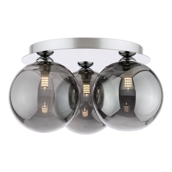 Люстра Dar Lighting FOL5350-24 Foley 3 Light Flush Polished Chrome With Smoked Glass