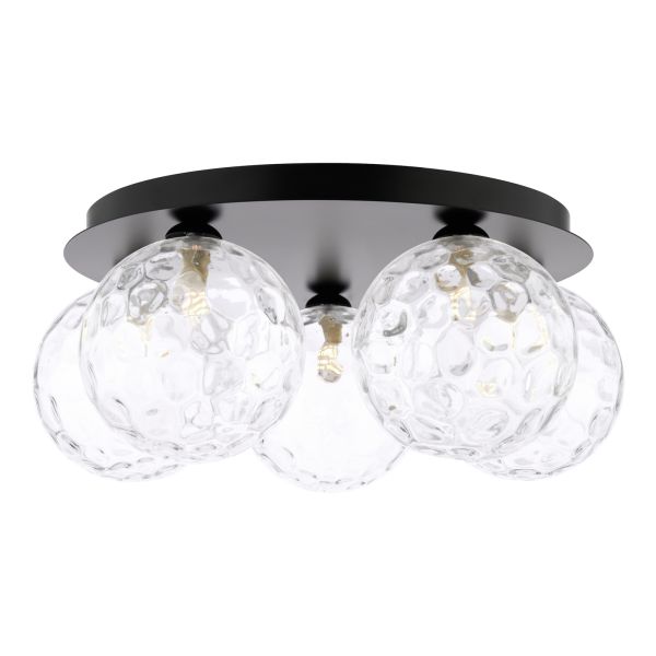 Люстра Dar Lighting FOL5422-12 Foley 5 Light Flush Matt Black With Clear Dimpled Glass