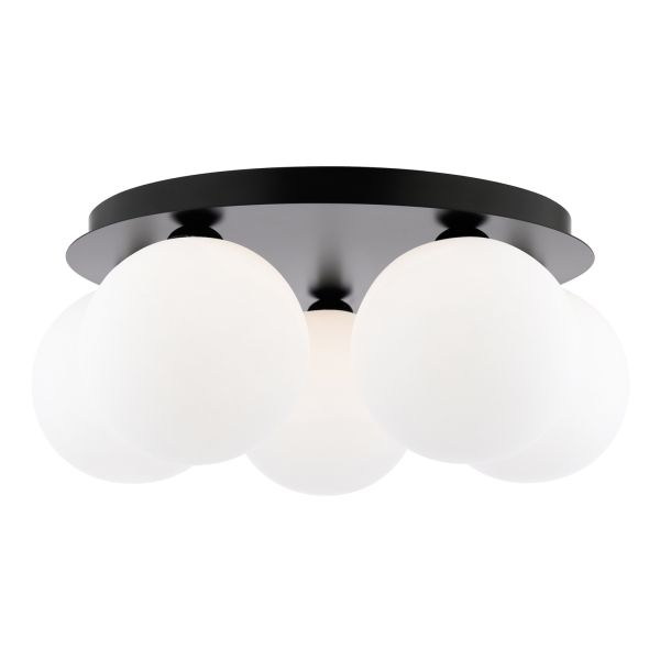 Люстра Dar Lighting FOL5422-23 Foley 5 Light Flush Matt Black With Opal Glass