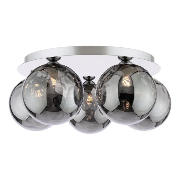 Люстра Dar Lighting FOL5450-10 Foley 5 Light Flush Polished Chrome With Smoked Dimpled Glass