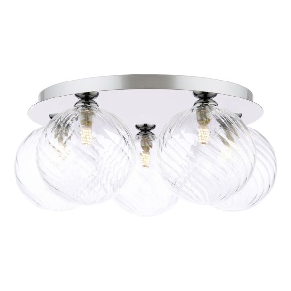 Люстра Dar Lighting FOL5450-22 Foley 5 Light Flush Polished Chrome With Closed Glass
