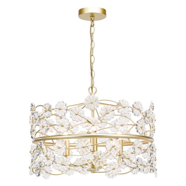 Żyrandol Dar Lighting FON0335 Fonda 3 Light Pendant Satin Gold and Glass