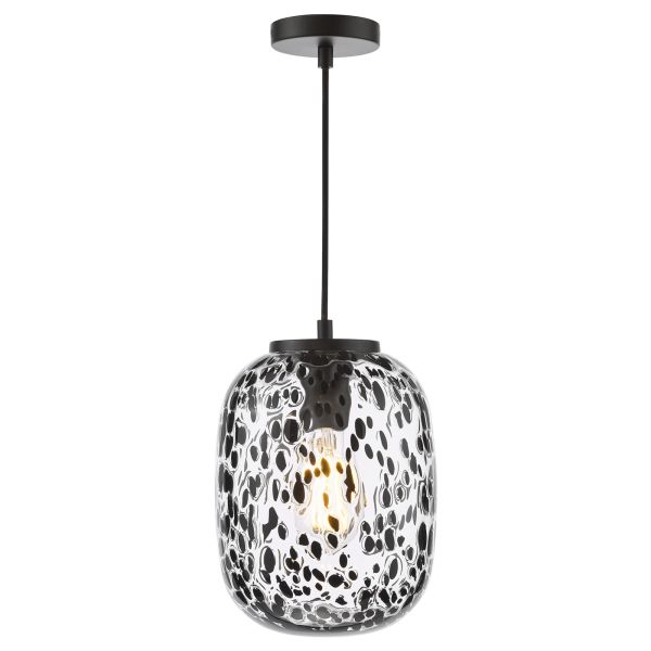 Lampa wisząca Dar Lighting GET0122 Gethin Pendant Matt Black Glass and Black Confetti Glass