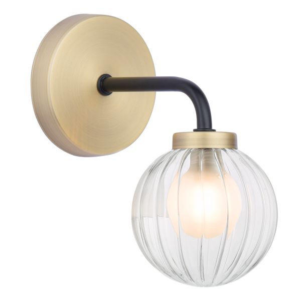 Бра Dar Lighting GIB0754 Gibbs Wall Light Antique Brass & Glass