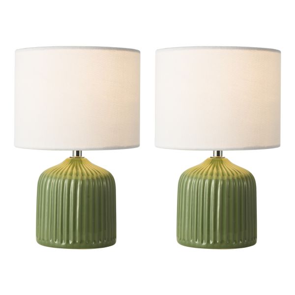 Lampa stołowa Dar Lighting GIG4124 Gigi Twin Pack Table Lamp Green With Shade