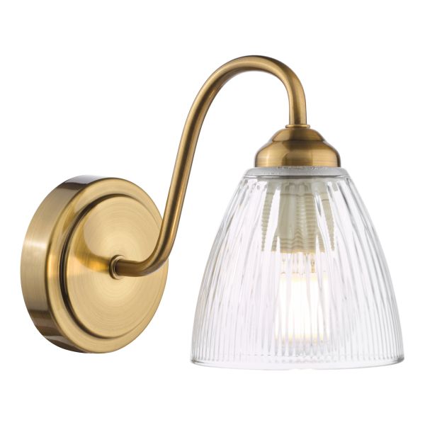Kinkiet Dar Lighting GLY0763 Glynis Wall Light Antique Bronze and Ribbed Glass