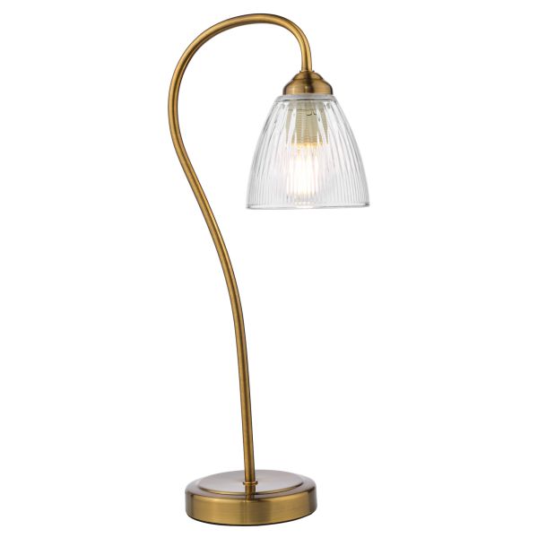 Настільна лампа Dar Lighting GLY4263 Glynis Table Lamp Antique Bronze and Ribbed Glass
