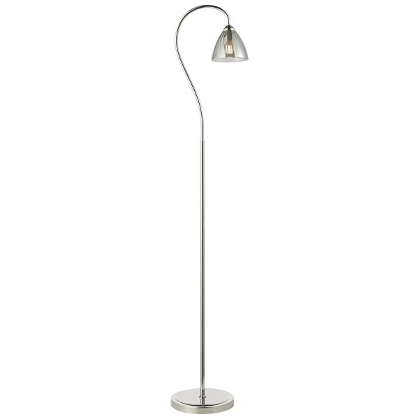 Lampa podłogowa Dar Lighting GLY4938 Glynis Floor Lamp Polished Nickel and Smoked Ribbed Glass