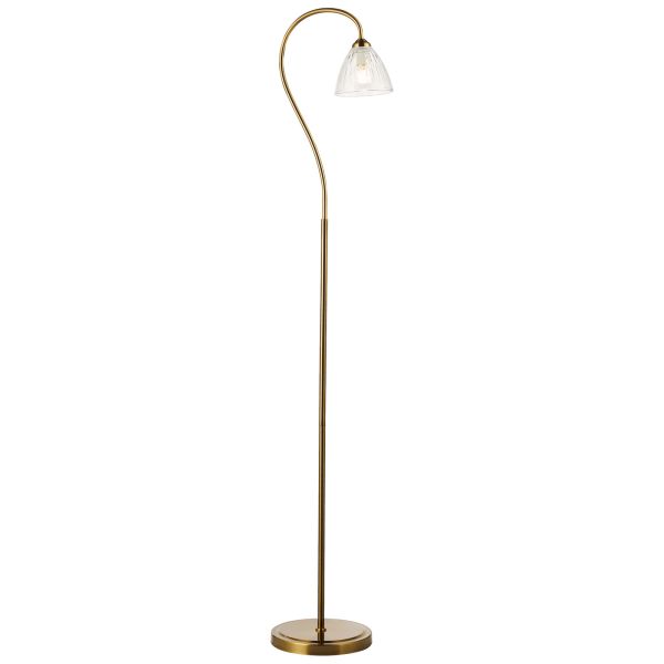 Lampa podłogowa Dar Lighting GLY4963 Glynis Floor Lamp Antique Bronze and Ribbed Glass