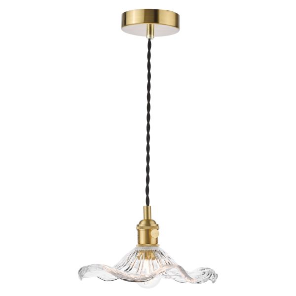 Підвісний світильник Dar Lighting HAD0140-12 Hadano Pendant Natural Brass and Wavy Glass