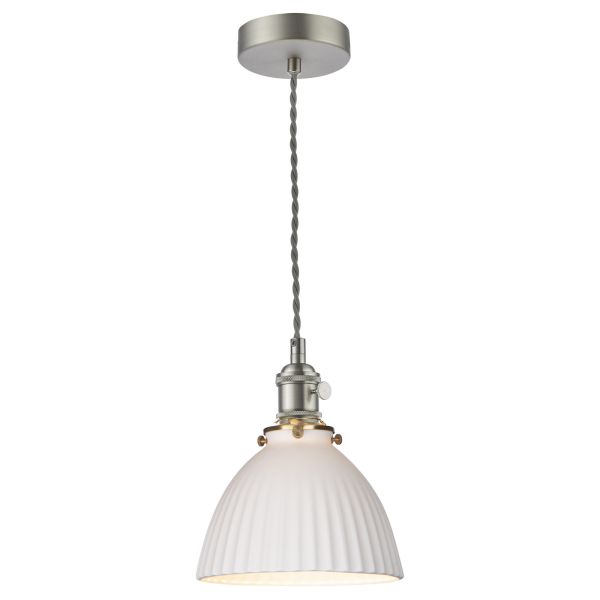 Підвісний світильник Dar Lighting HAD0161-09 Hadano Pendant Antique Chrome & Ceramic Domed Shade