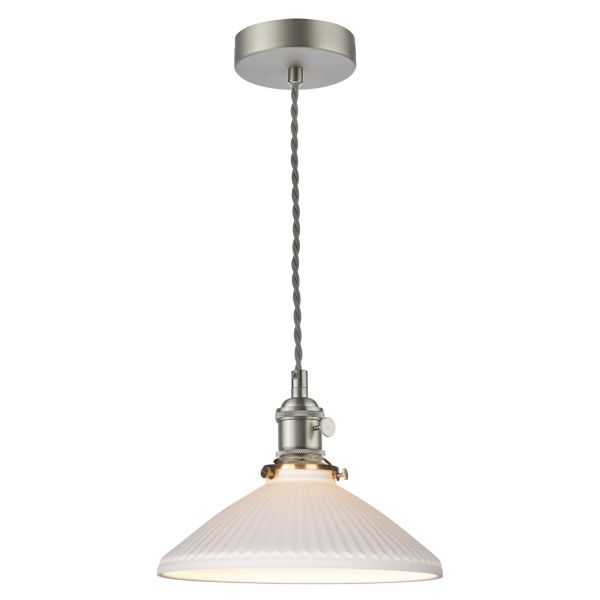 Підвісний світильник Dar Lighting HAD0161-10 Hadano Pendant Antique Chrome & Ceramic Shallow Shade