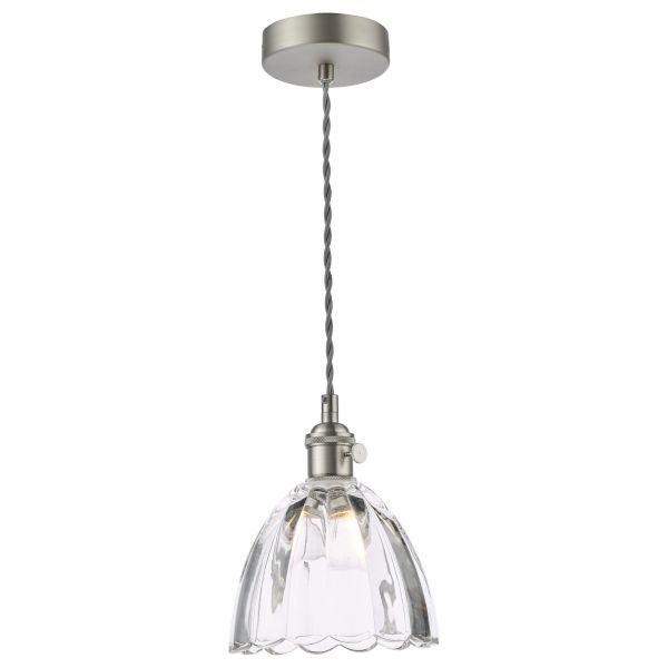 Підвісний світильник Dar Lighting HAD0161-11 Hadano Pendant Antique Chrome and Scalloped Bell Glass