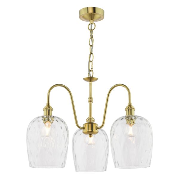 Люстра Dar Lighting HAD0340-03 Hadano 3 Light Pendant Natural Brass and Glass