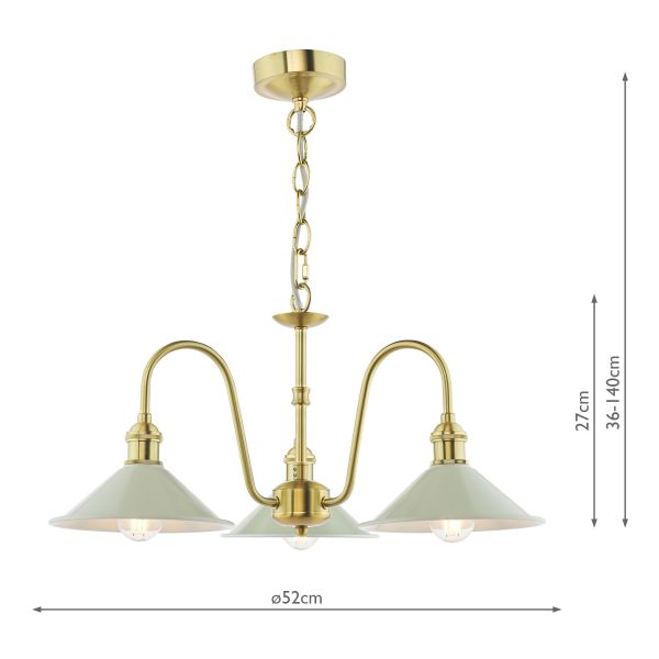 Zdjęcie produktu Dar Lighting HAD0340-06 Hadano 3 Light Pendant Natural Brass and Matt Taupe