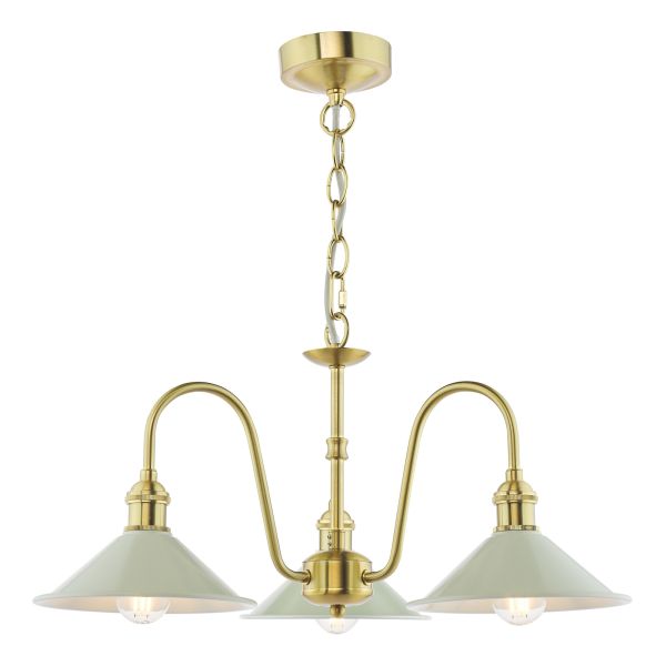 Żyrandol Dar Lighting HAD0340-06 Hadano 3 Light Pendant Natural Brass and Matt Taupe