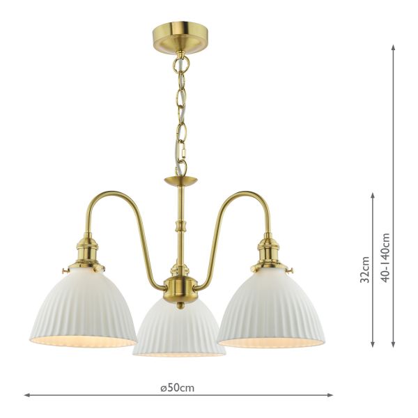 Zdjęcie produktu Dar Lighting HAD0340-09 Hadano 3 Light Pendant Natural Brass and White
