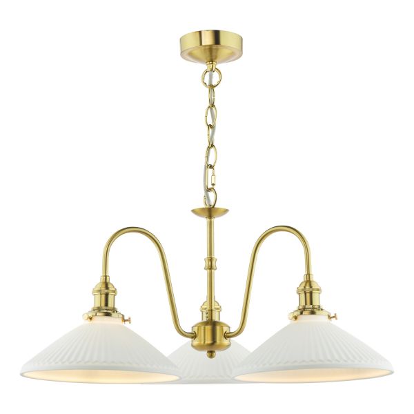 Żyrandol Dar Lighting HAD0340-10 Hadano 3 Light Pendant Natural Brass and White
